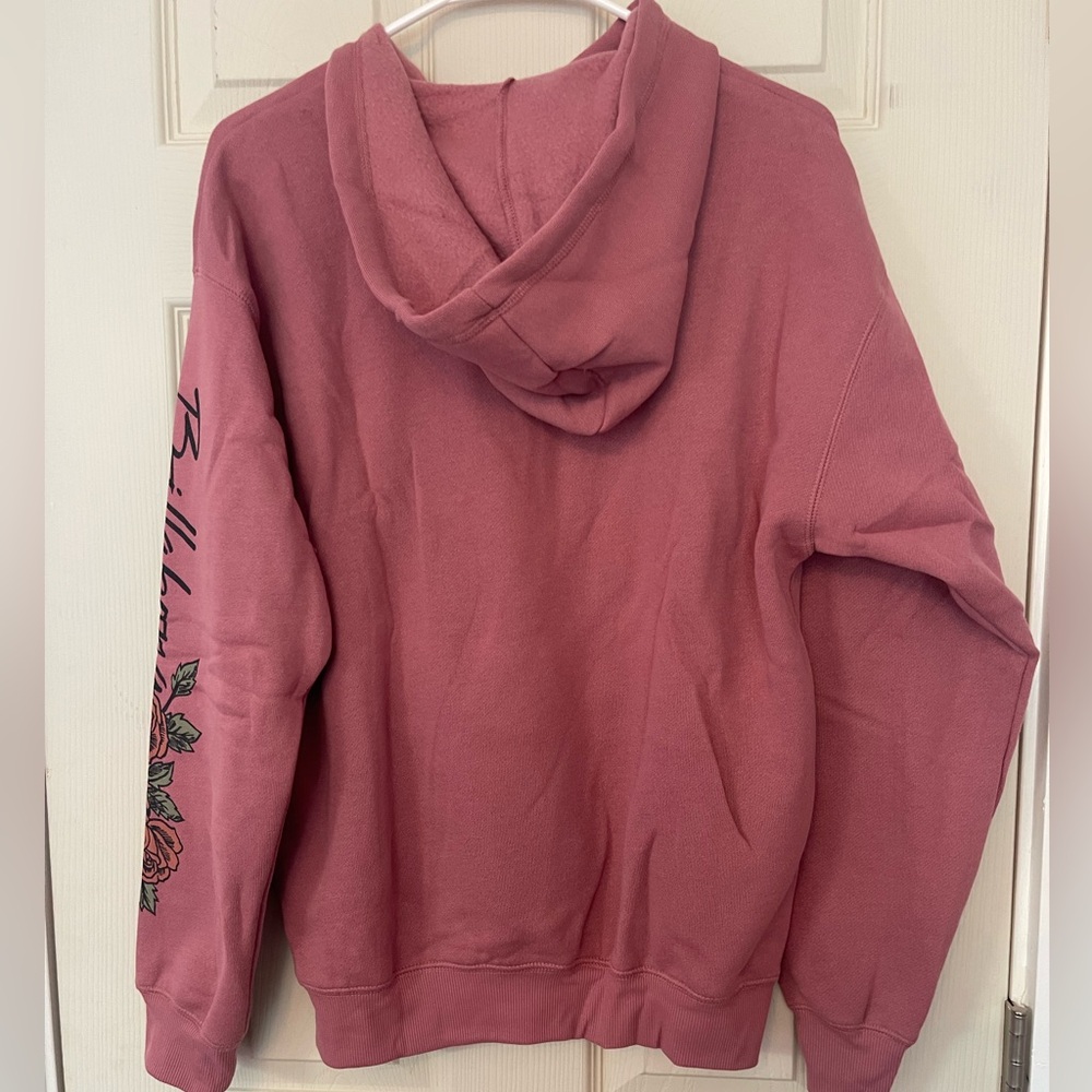 NWT Billabong Pink Hoodie with Floral Sleeve - Picture 2 of 5